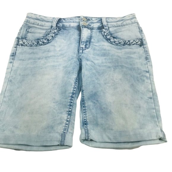 Mudd Girl's Size 16 Cuffed Short Denim Blue Jean Preowned - Picture 1 of 11